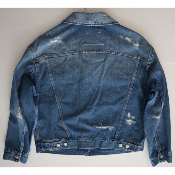 MM6 x Maison Margiela Women's Sz 42 US Small Blue Distressed Denim Jacket - Picture 9 of 9